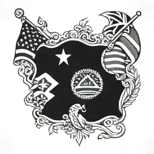 A tattoo design combining the flags of Jamaica and the United States in a unique way tattoo design idea