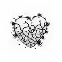 real heart mixed with a cactus, with eyelets flowers growing on top tattoo design idea