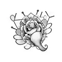 real heart mixed with a cactus, with eyelets flowers growing on top tattoo design idea