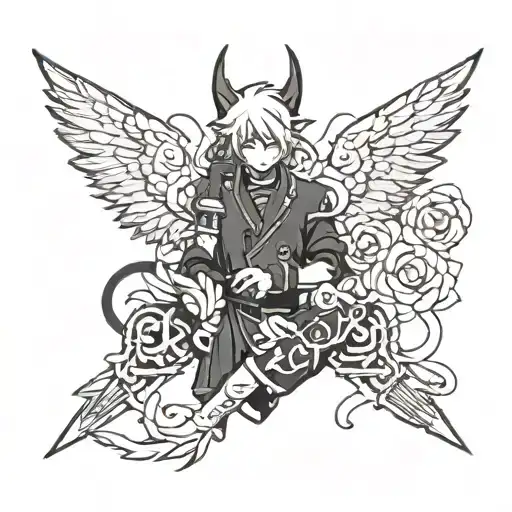 minato mini blacked out figure  tattoo design idea