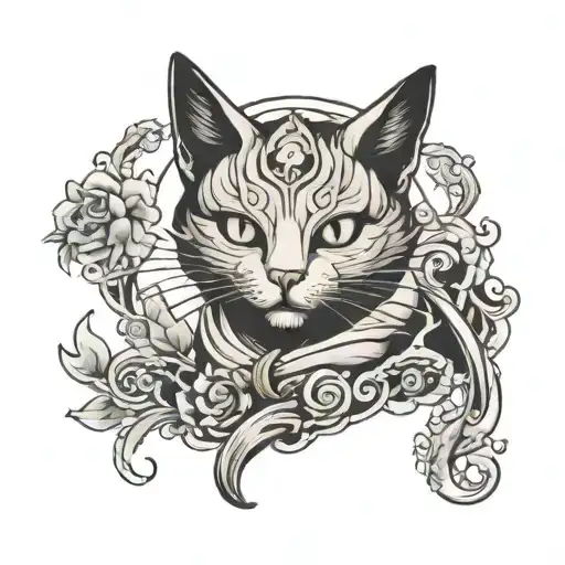 nakal ghost cat tattoo design idea