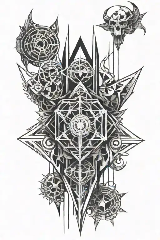 An intricate design featuring the Brand of Sacrifice, symbolizing the struggle between good and evil tattoo design idea