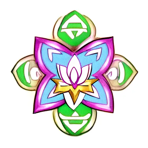 hearthstone avec une fleur de lotus et la tri-force tattoo design idea