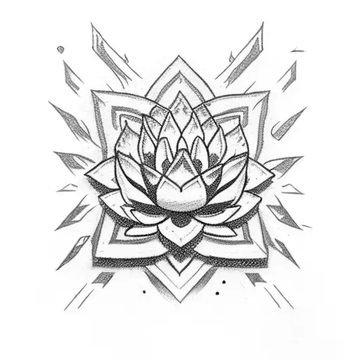 hearthstone avec une fleur de lotus et la tri-force tattoo design idea