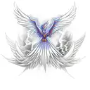 A firebird named phoenix is reborn from the program code tattoo design idea