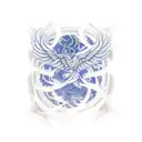 A firebird named phoenix is reborn from the program code tattoo design idea