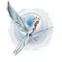 A firebird named phoenix is reborn from the program code tattoo design idea