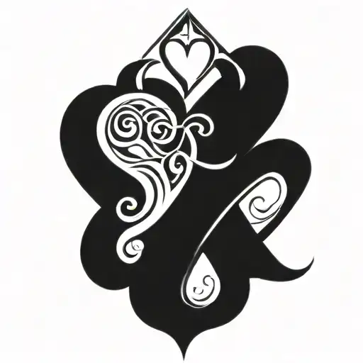 A design combining the initials of Динара and Антон intertwined in a heart shape tattoo design idea