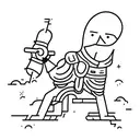 A small figure using a slingshot to take down a giant enemy, symbolizing the power of the underdog tattoo design idea