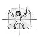 A minimalist depiction of David and Goliath facing off with a slingshot tattoo design idea