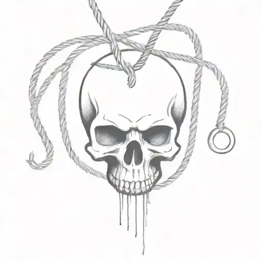 A minimalist design of a skull wearing a noose tattoo design idea