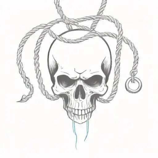A minimalist design of a skull wearing a noose pokies machine tattoo design idea