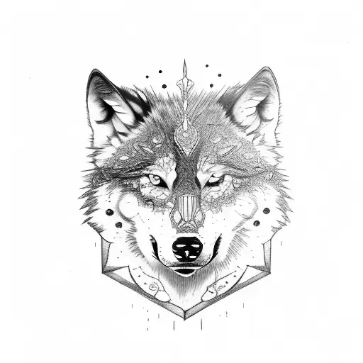Tombstone and wolf tattoo design idea