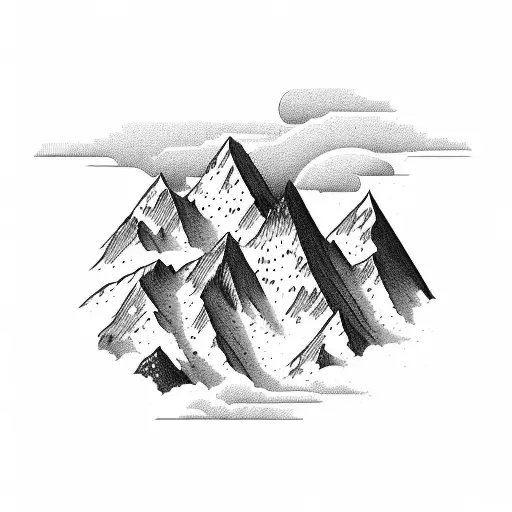 mountains with chines wordings tattoo design idea
