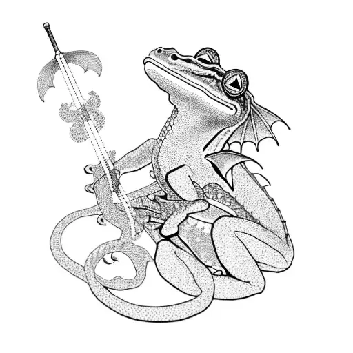 Dragon and frog in a traditional Japanese style tattoo design idea