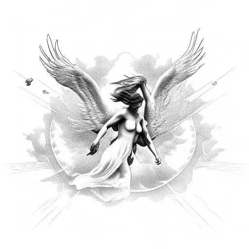 two icarus one rissing one falling tattoo design idea