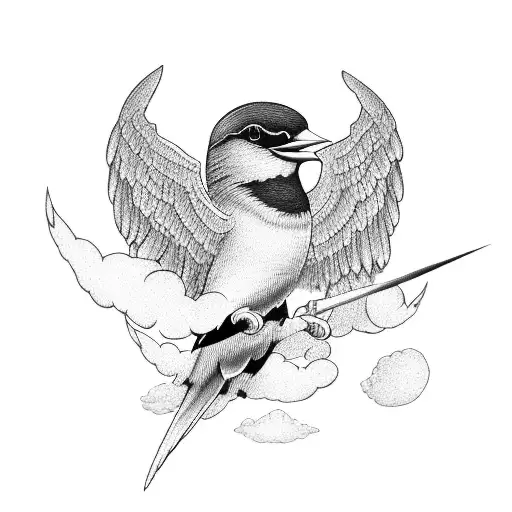 a sailors swallow bird with attitude, with a Japanese flag tattoo design idea