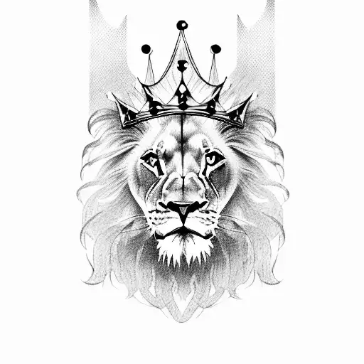 Lion with a king crown tattoo design idea