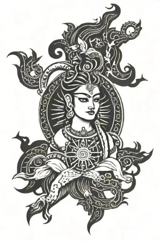shiv shakti written in sanskrit with capricon zodiac sign  tattoo design idea