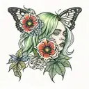 billie eilish and poppy flower tattoo design idea