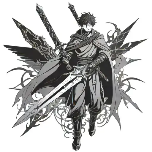 solo leveling sung jin woo swords crossing tattoo design idea