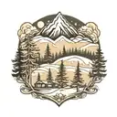 ski mountain trees tattoo design idea