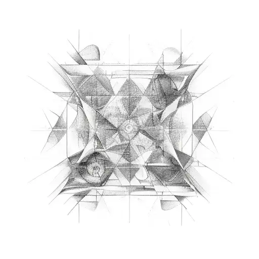 An abstract representation of the golden ratio using black-grey shading tattoo design idea
