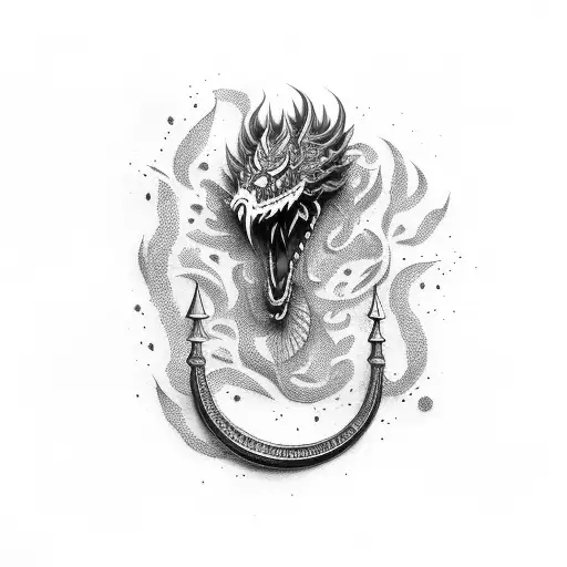 dragão com espada tattoo design idea