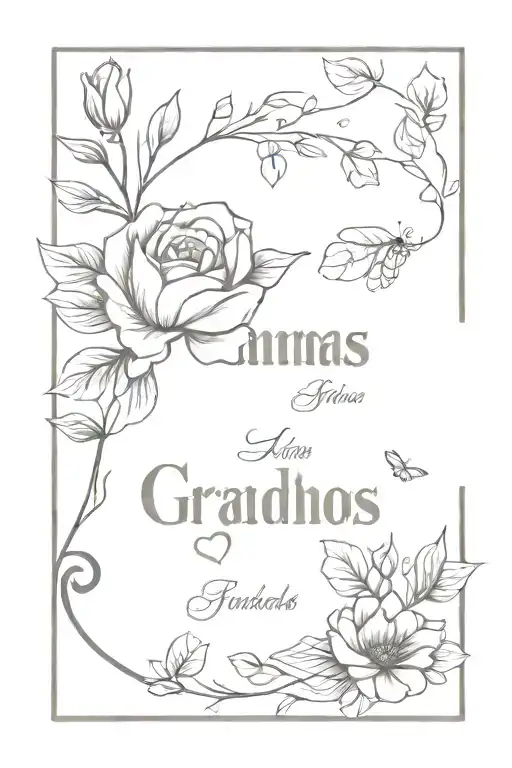 grandmas garden with grandkid names incorporated tattoo design idea