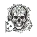 Dice cards skull tattoo design idea