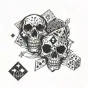 Dice cards skull tattoo design idea