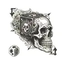 Dice cards skull tattoo design idea