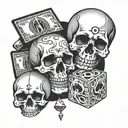 Skull money dice cards tattoo design idea