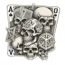 Skull money dice cards tattoo design idea
