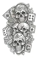 skulls cards dice tattoo design idea