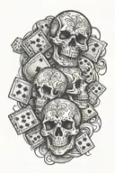 skulls cards dice tattoo design idea