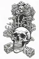 skull praying hands dice tattoo design idea