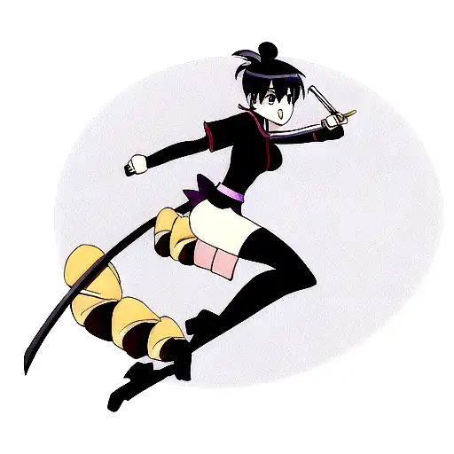 katana avec un croissant de lune tattoo design idea