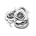 snake with rose tattoo design idea