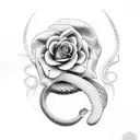 snake with rose tattoo design idea