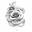 snake with rose tattoo design idea