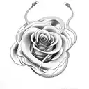 snake with rose tattoo design idea