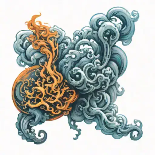 Blue-orange smoke tattoo design idea