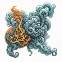 Blue-orange smoke tattoo design idea