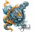 Blue-orange smoke tattoo design idea