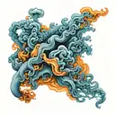 Blue-orange smoke tattoo design idea