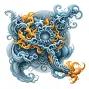 Blue-orange smoke tattoo design idea