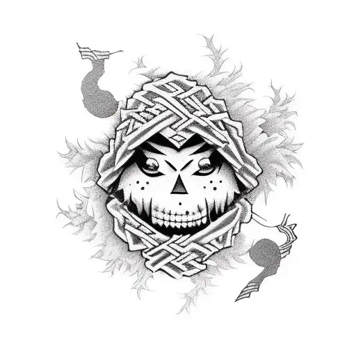Scarecrow on the field tattoo design idea