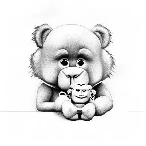 I want a ted the movie character tattoo but in the style of the three wise monkeys 🙈 🙉🙊 tattoo design idea