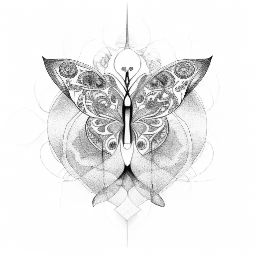 mariposa y mandala tattoo design idea